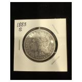 1883-S Morgan Silver Dollar in flip