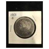 1883-S Morgan Silver Dollar in flip