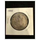 1885 Morgan Silver Dollar in flip