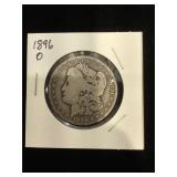 1896-O Morgan Silver Dollar in flip