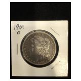 1901-O Morgan Silver Dollar in flip