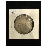 1921 Morgan Silver Dollar in flip