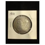 1921 Morgan Silver Dollar in flip