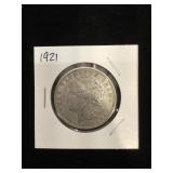 1921 Morgan Silver Dollar in flip