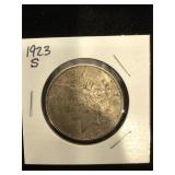 1923-S Peace Silver Dollar in flip