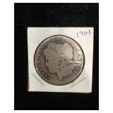 1901-O Morgan Silver Dollar in flip