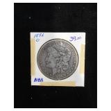 1896-O Morgan Silver Dollar in flip