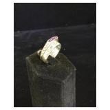 Pair of Sterling Silver rings with stones - sizes