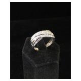 Sterling Silver ring with Diamonds - size 11
