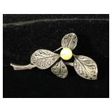 Sterling Silver and Marcasite brooch with Pearl -