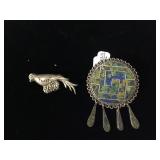 Sterling Silver Taxco Mexico brooch pendant and