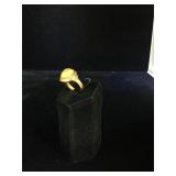 Copper ring with clear and orange stone - size 7