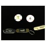 Lot of pocket knives and poker chips