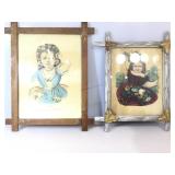 2 antique Currier and Ives Hand colored stone