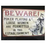 Beware tin sign, 10 x 14