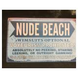Nude Beach sign, 10 x 16 in