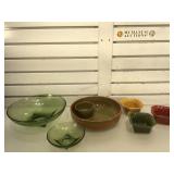 Green glass retro chips w/dip bowl set and
