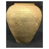 Vintage Thai etched flower Ceramic vase, approx