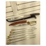 Machete, India knife, 6 skewer, approx 18 inches