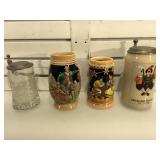 4 German Beer Steins, approx 8 inches the tallest