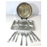 U.S.A military Flatware w/metal tray and more
