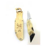 Knife w/deer foot has handle and sheath, approx
