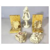 Alabaster based bookends , with 3 composition