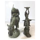 2 resin Western sculptures
