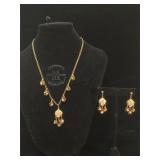 Vintage Janny Costume necklace and earring set 16