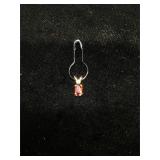 14K Gold pendant with Garnet and Diamond - 0.3g