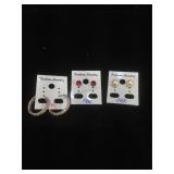3 pairs of earrings with 14K Gold Posts - hoops