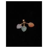 14K Gold pendant with multicolored quartz stones