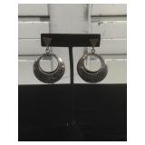 Sterling Silver Mexico Shadowbox hoop earrings -