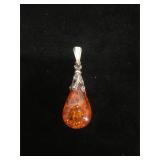 Sterling Silver and Faux Amber pendant