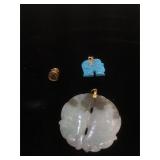 Lot of pendants - carved Jadeite, dyed Howlite