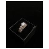 Sterling Silver engagement ring with CZ - size