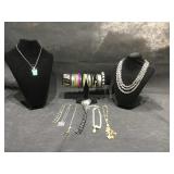 Lot of costume jewelry bracelets, necklaces and