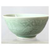 Celadon Bowl w/Koi fishes on the sides, approx