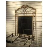 Metal framed wall beveled mirror