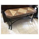 Hall table w/tile top and metal legs, approx