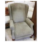 Grey padded armchair, approx 3ftx3.5ft