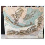 4x5 foot abstract mixed media on canvas signed by