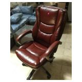 Red Leather rolling comfy office chair