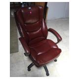Red Leather rolling comfy office chair