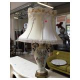 Porcelain table top lamp w/shade, approx 34
