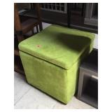 Green square stool, approx 19x19x19 inches