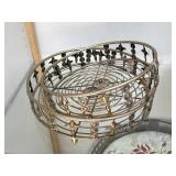 Pair of round metal trays