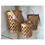 Set of 3 matching metal decorative baskets,