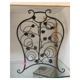 Metal ornate wine rack for 6 bottles, approx 23