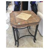Side table w/tile top and metal legs, approx